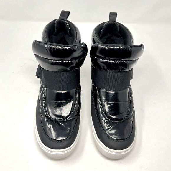 JF Sinead Patent Nylon Black Arctic Lite Strap Puffy Boot High Top Sneaker 10 - Picture 2 of 11